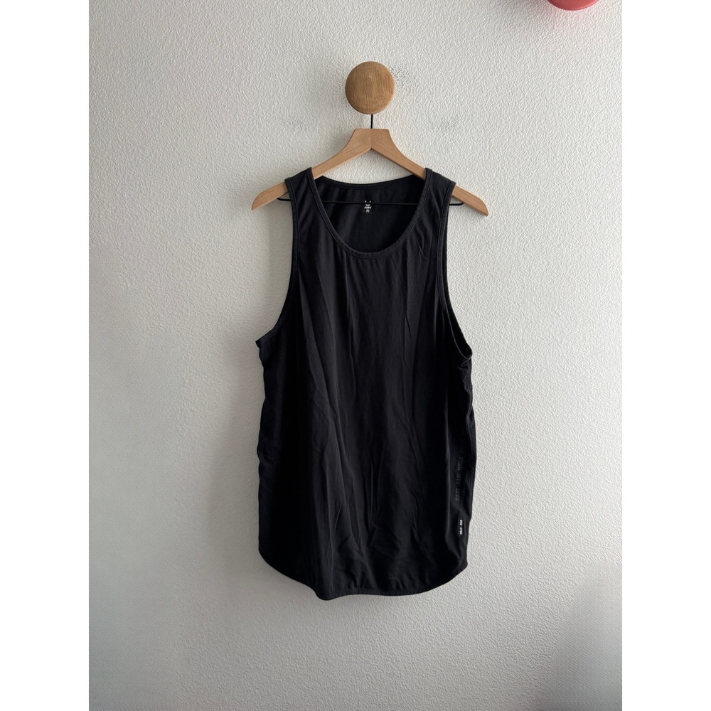 ASRV Mens Supima Cotton Spandex Tank Top Black Curved Hem DSG-0780 Gym Shirt M